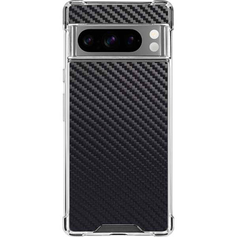 Black Carbon Fiber Specialty Texture Material Google Pixel 8 Pro Clear Case